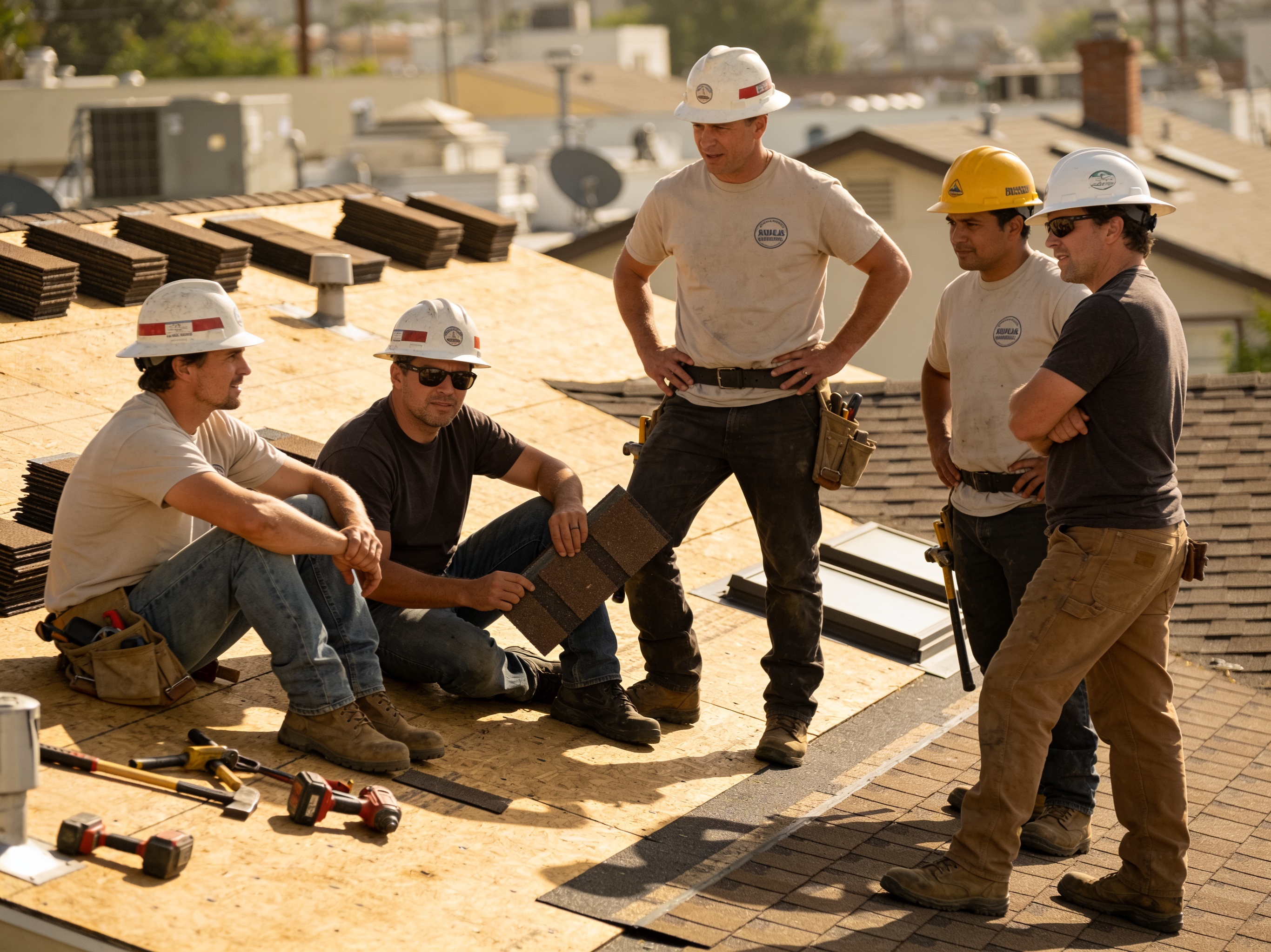 The tulsaroofing team at work in Los Angeles