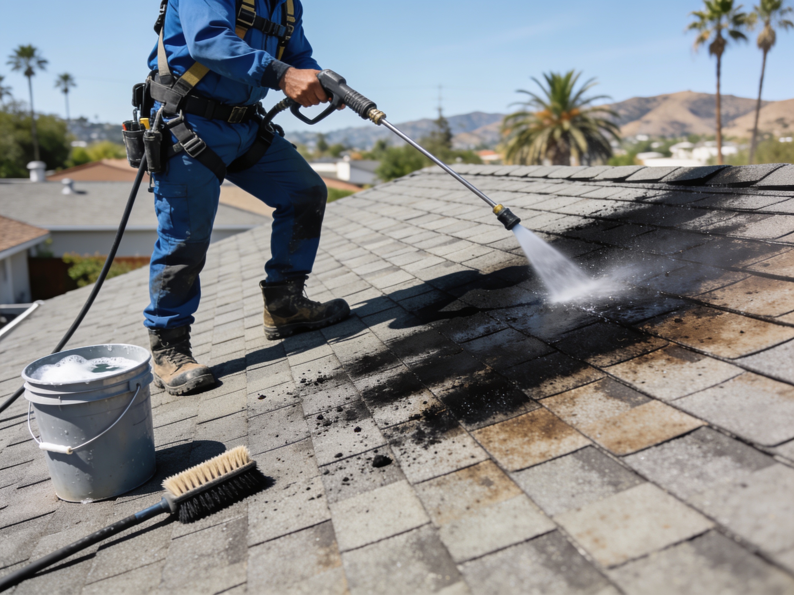 Asphalt Shingle Roof Cleaning in Los Angeles, CA